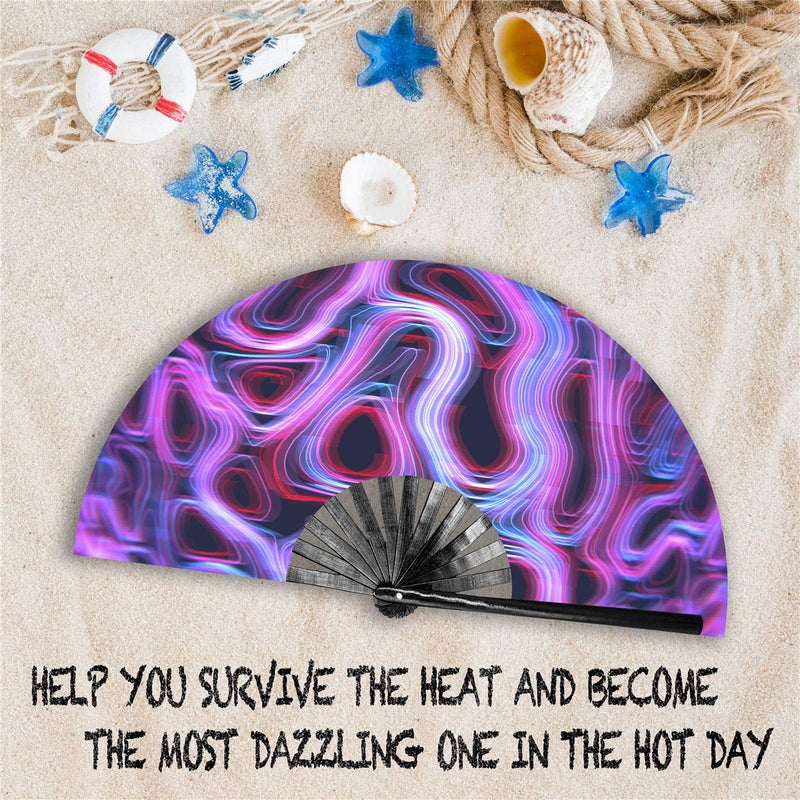 Zolee Large Rave Clack Fan for Line Dancing - Boots on The Ground Popping Folding Hand Fan - for EDM, Music Festival, Hot Flashes, Event, Party, Dance, Decorations, Gift (Psychedelic) - Image 3